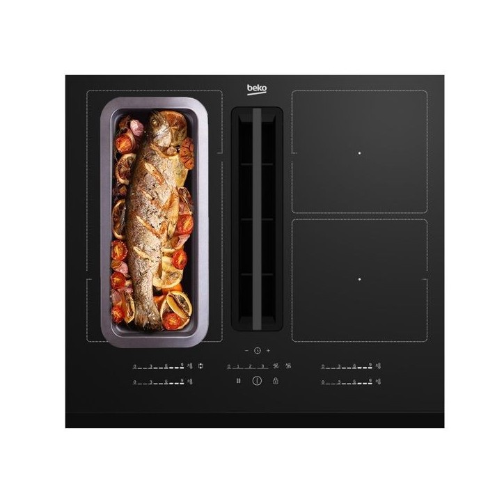 Plaque a induction avec hotte intégrée - BEKO - 4 foyers - 60 cm - Noir - HIXI64700UF Plaque a induction avec hotte intégrée - BEKO - 4 foyers - 60 cm - Noir - HIXI64700UF