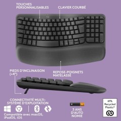 Clavier - Sans fil - Logitech - Wave Keys - AZERTY - Ergonomique - Rep