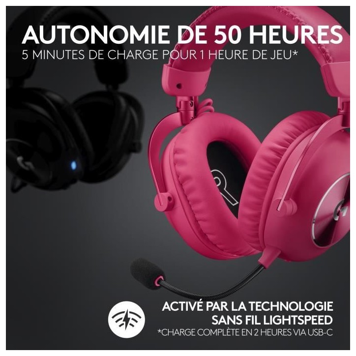 Casque gamer - Sans fil - Logitech G - Lightspeed - Rose Casque gamer - Sans fil - Logitech G - Lightspeed - Rose