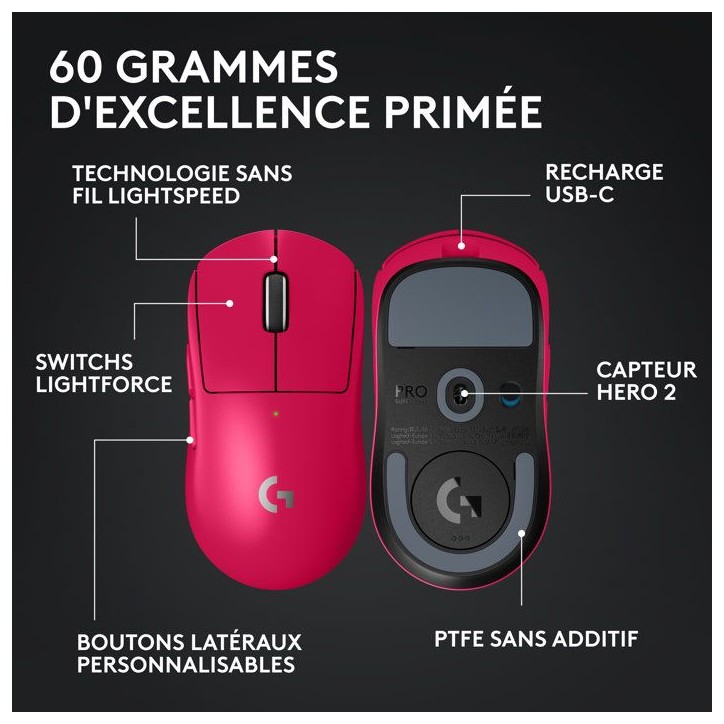 Souris gamer - Sans fil - Logitech G - Pro X Superlight 2 Lightspeed - Noir Souris gamer - Sans fil - Logitech G - Pro X Superlight 2 Lightspeed - Noir