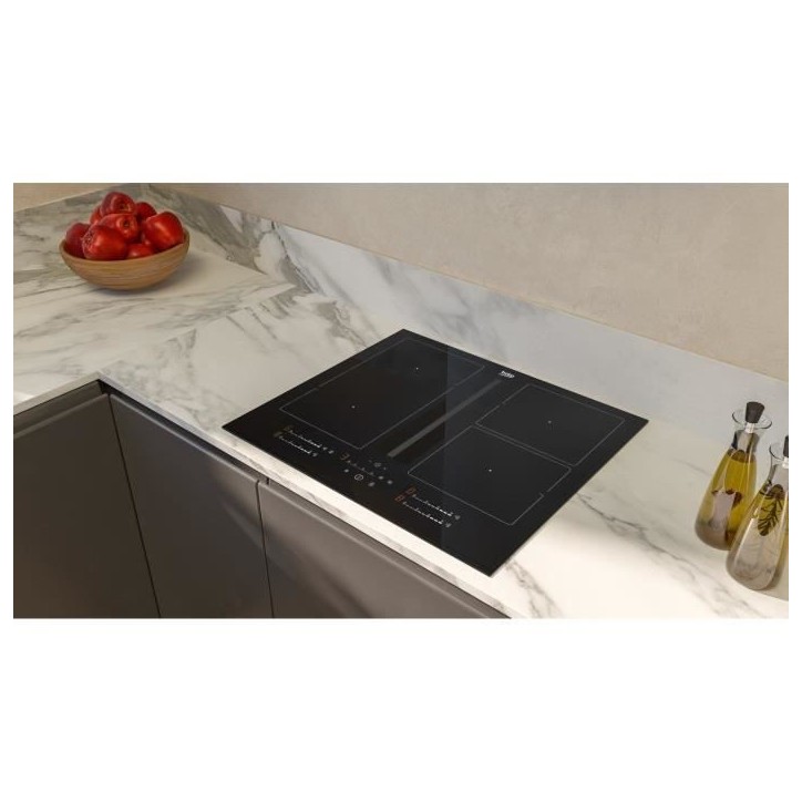 Plaque a induction avec hotte intégrée - BEKO - 4 foyers - 60 cm - Noir - HIXI64700UF Plaque a induction avec hotte intégrée - BEKO - 4 foyers - 60 cm - Noir - HIXI64700UF