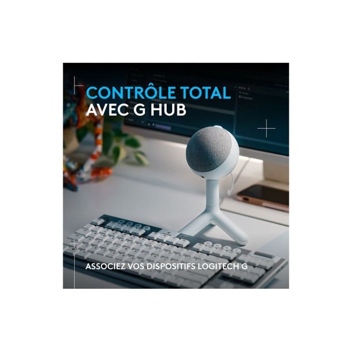 Microphone - Filaire - Logitech G - Yeti Orb - Compatible PC et MAC - Blanc Microphone - Filaire - Logitech G - Yeti Orb - Compatible PC et MAC - Blanc