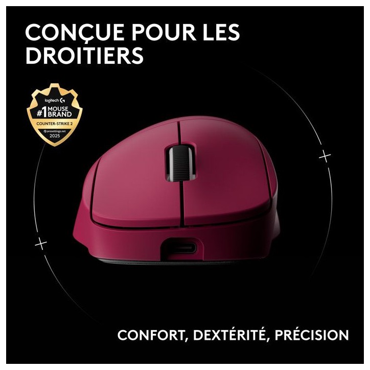 Souris gamer - sans fil - Logitech - G Pro X Superlight 2 DEX - Rose Souris gamer - sans fil - Logitech - G Pro X Superlight 2 DEX - Rose