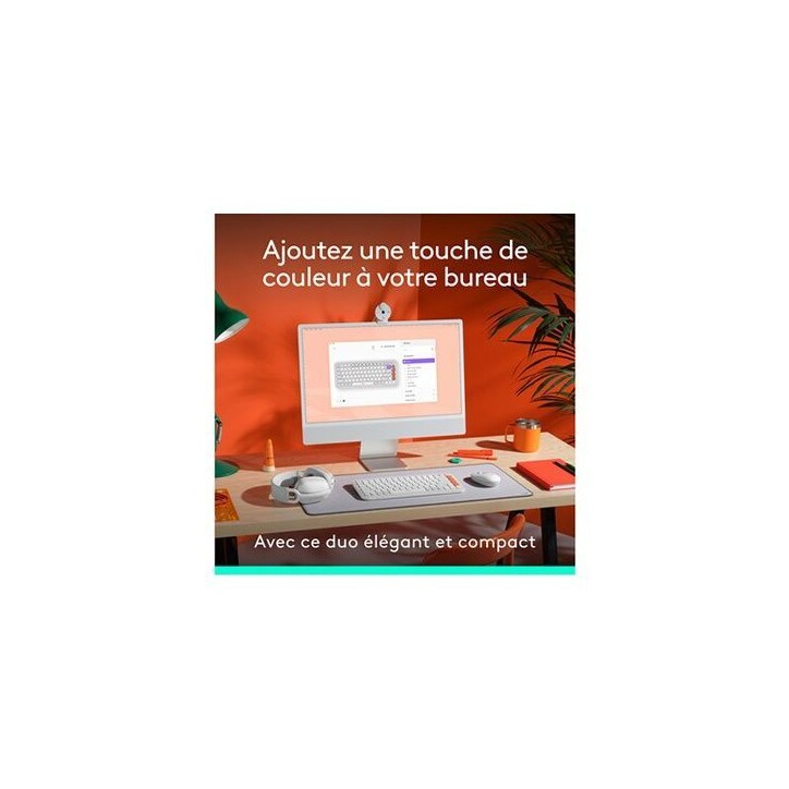 Ensemble Clavier Souris - Sans fil - Logitech - Pop Icon - AZERTY - Blanc Ensemble Clavier Souris - Sans fil - Logitech - Pop Icon - AZERTY - Blanc