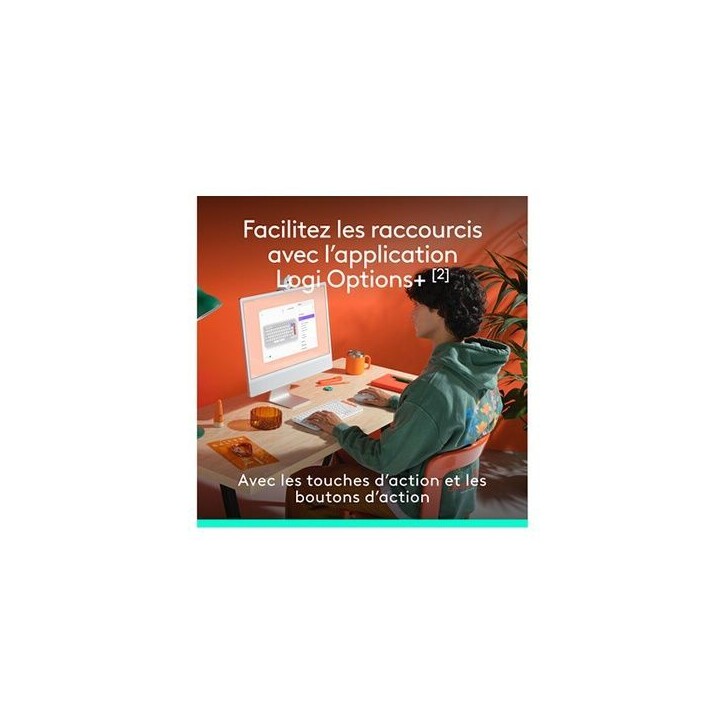 Ensemble Clavier Souris - Sans fil - Logitech - Pop Icon - AZERTY - Blanc Ensemble Clavier Souris - Sans fil - Logitech - Pop Icon - AZERTY - Blanc