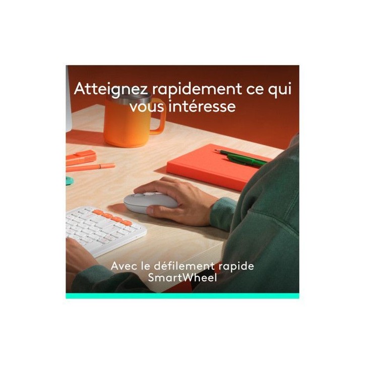 Ensemble Clavier Souris - Sans fil - Logitech - Pop Icon - AZERTY - Blanc Ensemble Clavier Souris - Sans fil - Logitech - Pop Icon - AZERTY - Blanc