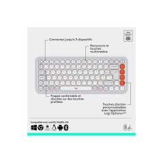 Ensemble Clavier Souris - Sans fil - Logitech - Pop Icon - AZERTY - Bl