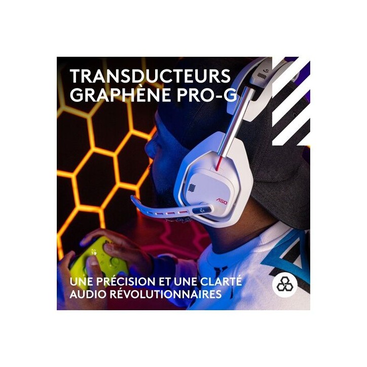 Casque gamer - Sans fil - Logitech G - Astro A50 Lightspeed Pro-G Graphene - Xbox, PS5, Switch, PC/Mac - Blanc Casque gamer - Sans fil - Logitech G - Astro A50 Lightspeed Pro-G Graphene - Xbox, PS5, Switch, PC/Mac - Blanc