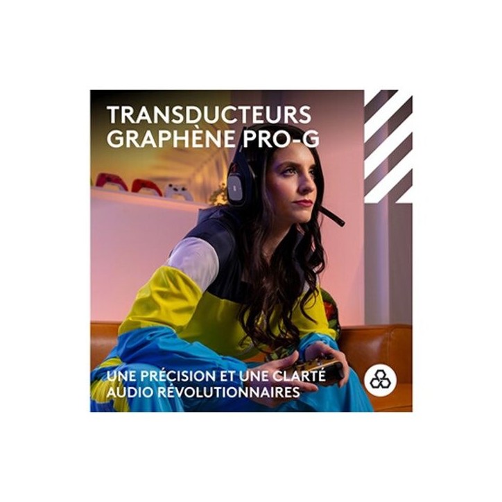 Casque gamer - Sans fil - Logitech G - Astro A50 Lightspeed Pro-G Graphene - Xbox, PS5, Switch, PC/Mac - Noir
