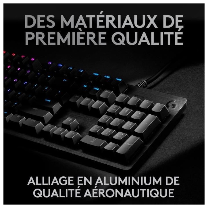 Clavier gamer - Filaire - Logitech G - G512 - GX Brown - AZERTY - Mécanique - Rétroéclairé - Noir Clavier gamer - Filaire - Logitech G - G512 - GX Brown - AZERTY - Mécanique - Rétroéclairé - Noir