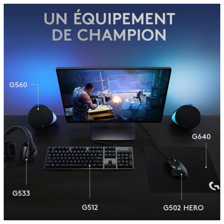Clavier gamer - Filaire - Logitech G - G512 - GX Brown - AZERTY - Mécanique - Rétroéclairé - Noir Clavier gamer - Filaire - Logitech G - G512 - GX Brown - AZERTY - Mécanique - Rétroéclairé - Noir