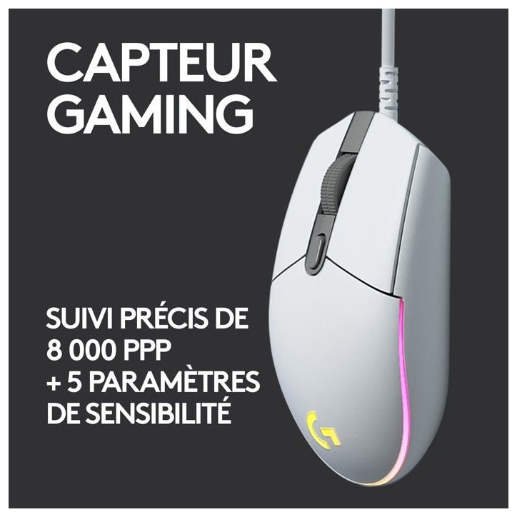 Souris gamer - Filaire - Logitech G - G203 - Blanc Souris gamer - Filaire - Logitech G - G203 - Blanc