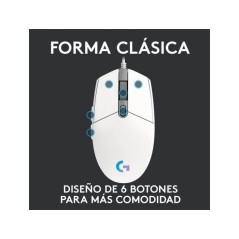 Souris gamer - Filaire - Logitech G - G203 - Blanc