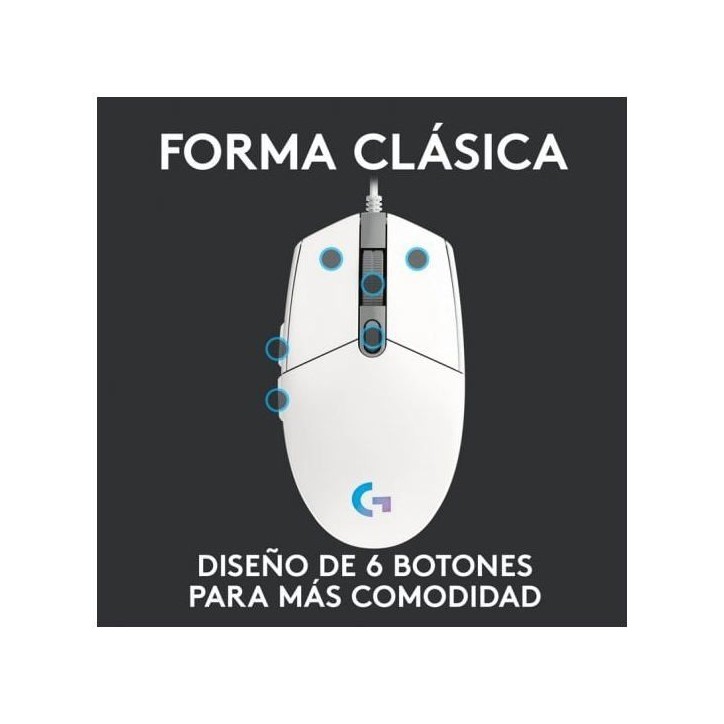 Souris gamer - Filaire - Logitech G - G203 - Blanc Souris gamer - Filaire - Logitech G - G203 - Blanc