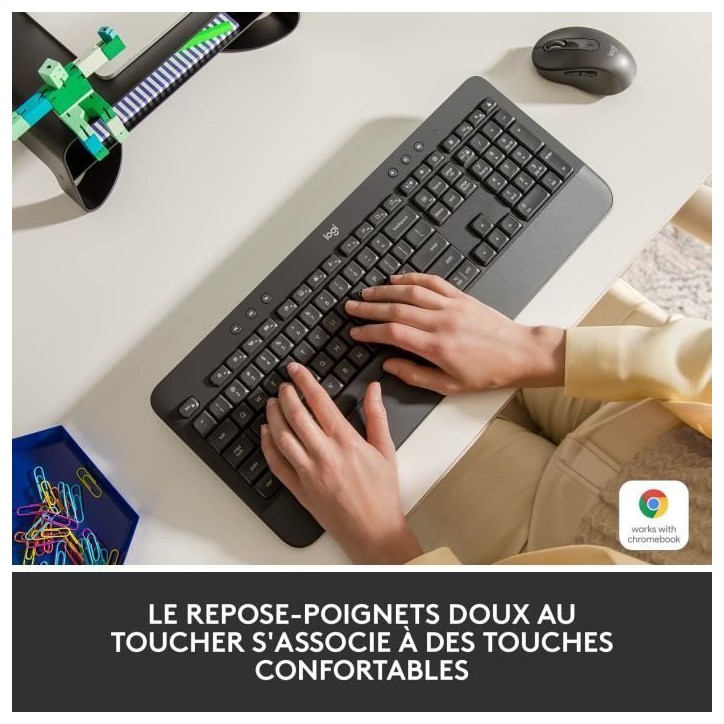 Clavier - Sans fil - Logitech - Signature K650 - AZERTY - Ergonomique avec repose-poignets - Graphite Clavier - Sans fil - Logitech - Signature K650 - AZERTY - Ergonomique avec repose-poignets - Graphite