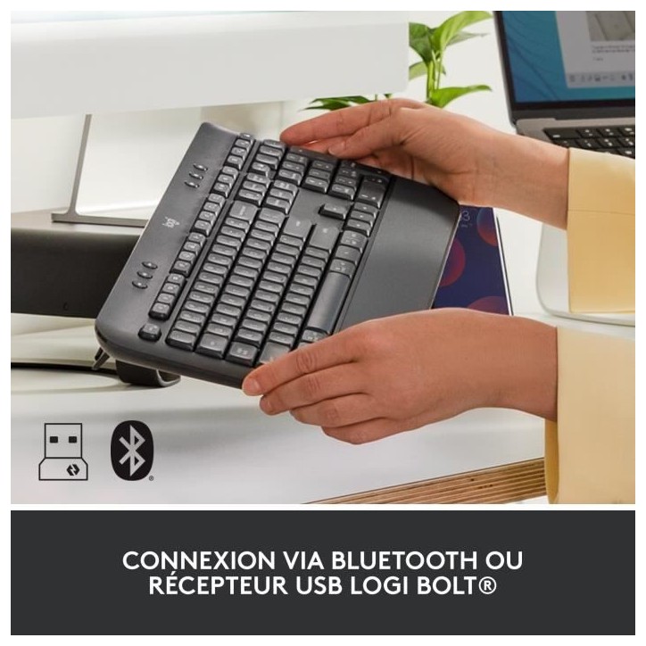 Clavier - Sans fil - Logitech - Signature K650 - AZERTY - Ergonomique avec repose-poignets - Graphite Clavier - Sans fil - Logitech - Signature K650 - AZERTY - Ergonomique avec repose-poignets - Graphite