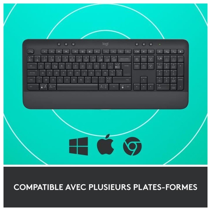 Clavier - Sans fil - Logitech - Signature K650 - AZERTY - Ergonomique avec repose-poignets - Graphite Clavier - Sans fil - Logitech - Signature K650 - AZERTY - Ergonomique avec repose-poignets - Graphite