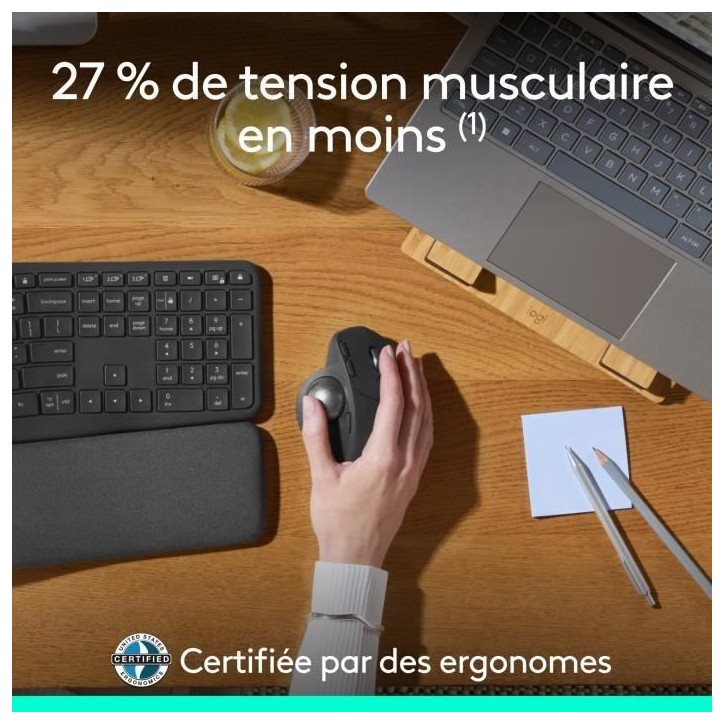Souris ergonomique - sans fil - Logitech - MX ERGO S - Graphite Souris ergonomique - sans fil - Logitech - MX ERGO S - Graphite