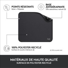 Tapis de souris - Logitech - Série Studio - Glissement facile - Noir