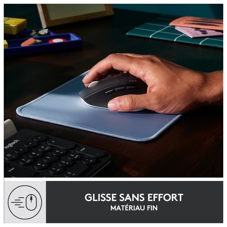 Tapis de souris - Logitech - Série Studio - Glissement facile - Bleu Gris Tapis de souris - Logitech - Série Studio - Glissement facile - Bleu Gris