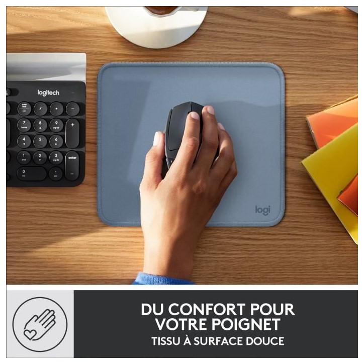 Tapis de souris - Logitech - Série Studio - Glissement facile - Bleu Gris Tapis de souris - Logitech - Série Studio - Glissement facile - Bleu Gris