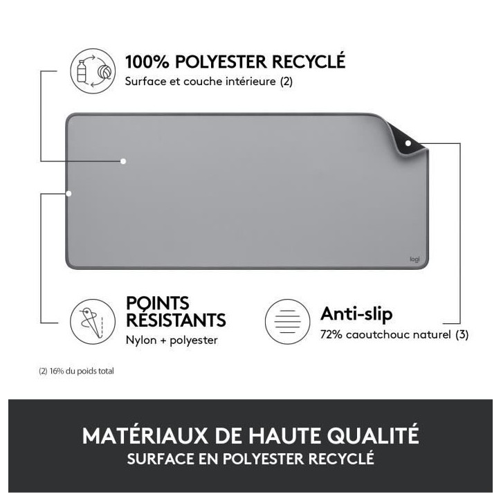 Tapis de souris - Logitech - Desk Mat - Studio Série - Gris Tapis de souris - Logitech - Desk Mat - Studio Série - Gris