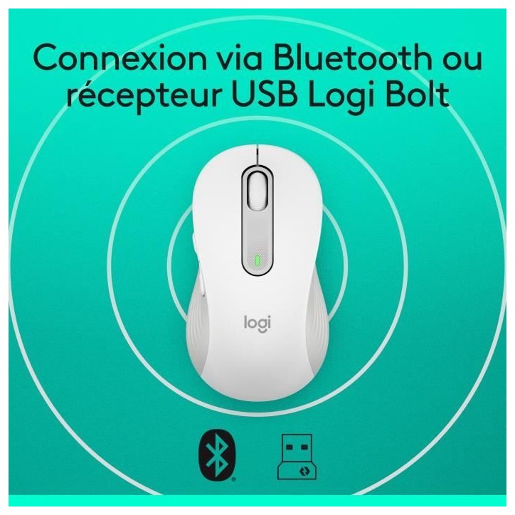 Souris - Sans fil - Logitech - Signature M650 L - Blanc - Droitier Souris - Sans fil - Logitech - Signature M650 L - Blanc - Droitier