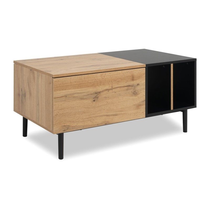 Table basse - LONA - Rectangulaire - Chene artisan / Noir - 100 x 46,5