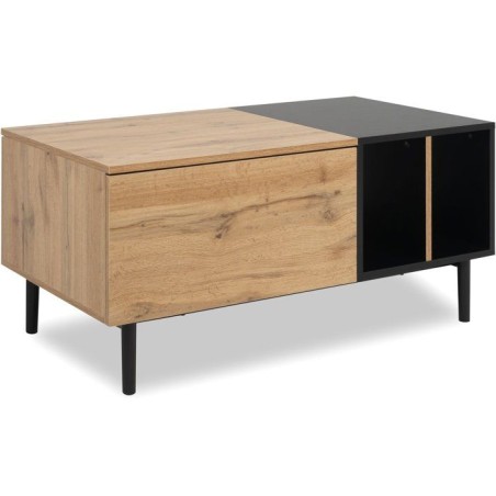 Table basse - LONA - Rectangulaire - Chene artisan / Noir - 100 x 46,5