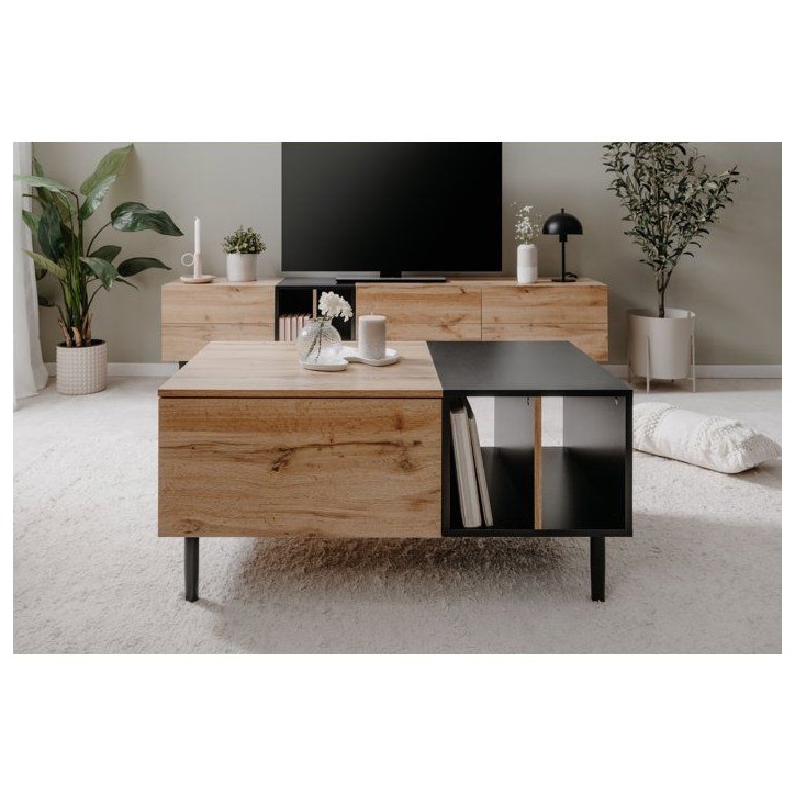 Table basse - LONA - Rectangulaire - Chene artisan / Noir - 100 x 46,5 x 55 cm Table basse - LONA - Rectangulaire - Chene artisan / Noir - 100 x 46,5 x 55 cm