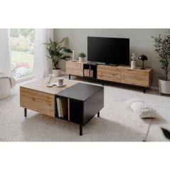 Table basse - LONA - Rectangulaire - Chene artisan / Noir - 100 x 46,5