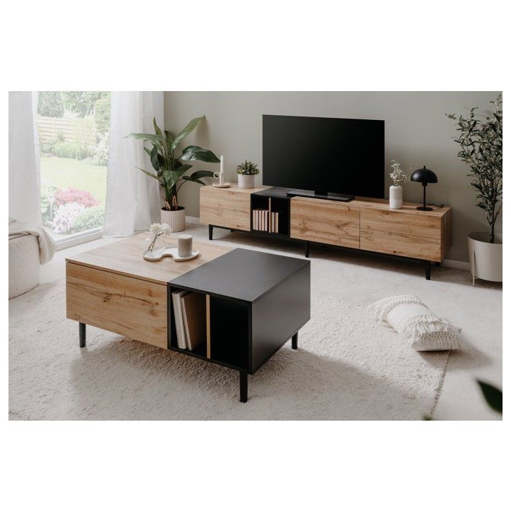 Table basse - LONA - Rectangulaire - Chene artisan / Noir - 100 x 46,5 x 55 cm Table basse - LONA - Rectangulaire - Chene artisan / Noir - 100 x 46,5 x 55 cm