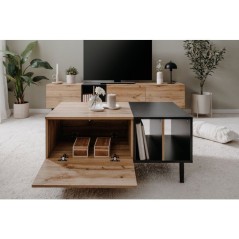 Table basse - LONA - Rectangulaire - Chene artisan / Noir - 100 x 46,5