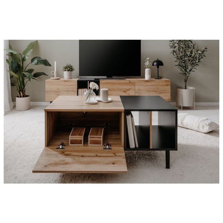 Table basse - LONA - Rectangulaire - Chene artisan / Noir - 100 x 46,5 x 55 cm Table basse - LONA - Rectangulaire - Chene artisan / Noir - 100 x 46,5 x 55 cm