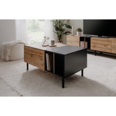 Table basse - LONA - Rectangulaire - Chene artisan / Noir - 100 x 46,5