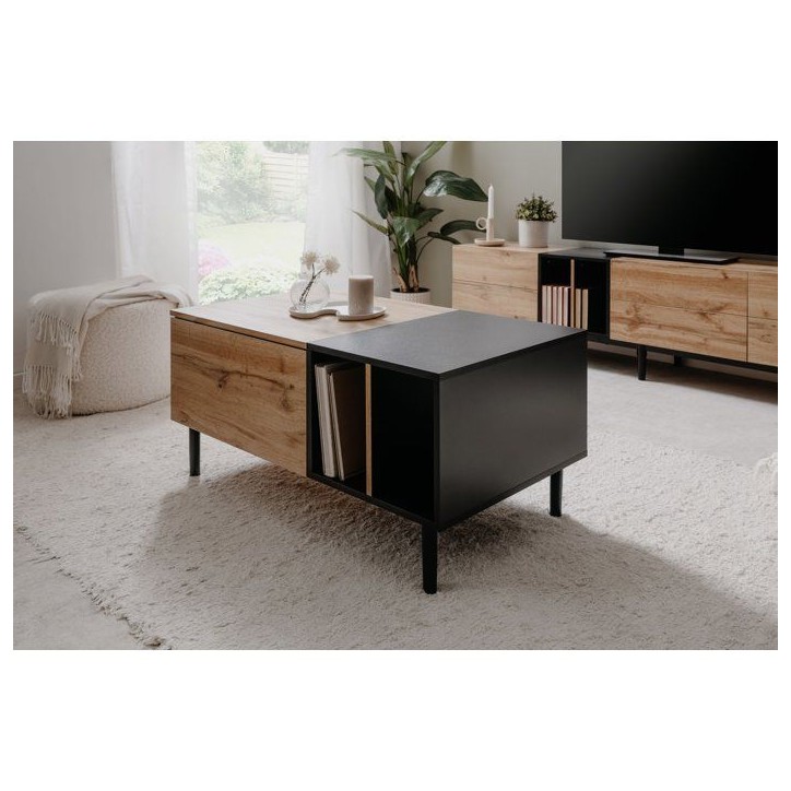 Table basse - LONA - Rectangulaire - Chene artisan / Noir - 100 x 46,5 x 55 cm Table basse - LONA - Rectangulaire - Chene artisan / Noir - 100 x 46,5 x 55 cm