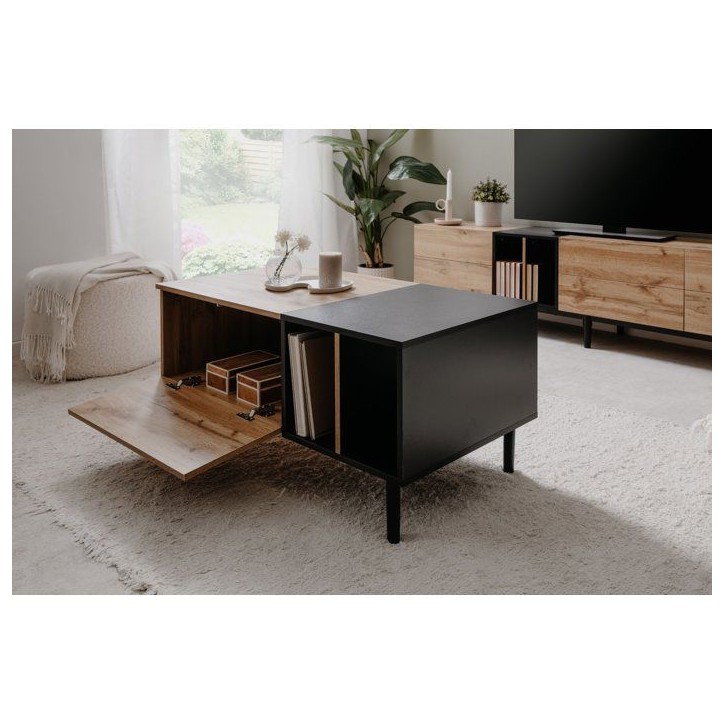Table basse - LONA - Rectangulaire - Chene artisan / Noir - 100 x 46,5 x 55 cm Table basse - LONA - Rectangulaire - Chene artisan / Noir - 100 x 46,5 x 55 cm