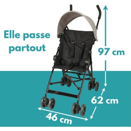 Looping Poussette Canne Fixe avec Canopy | Black Chiné