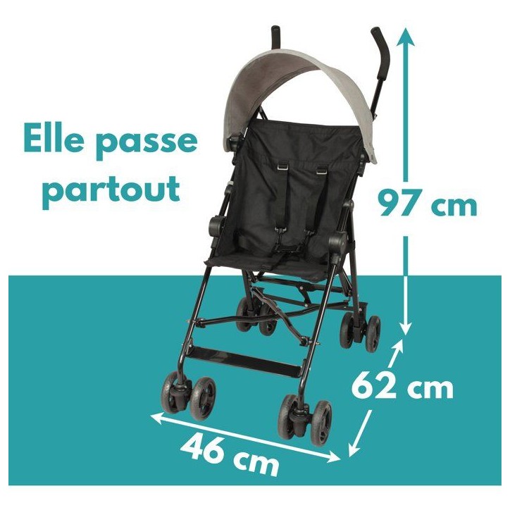 Looping Poussette Canne Fixe avec Canopy | Black Chiné Looping Poussette Canne Fixe avec Canopy | Black Chiné