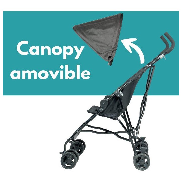 Looping Poussette Canne Fixe avec Canopy | Black Chiné Looping Poussette Canne Fixe avec Canopy | Black Chiné