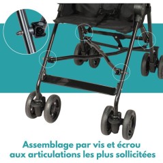 Looping Poussette Canne Fixe avec Canopy | Black Chiné