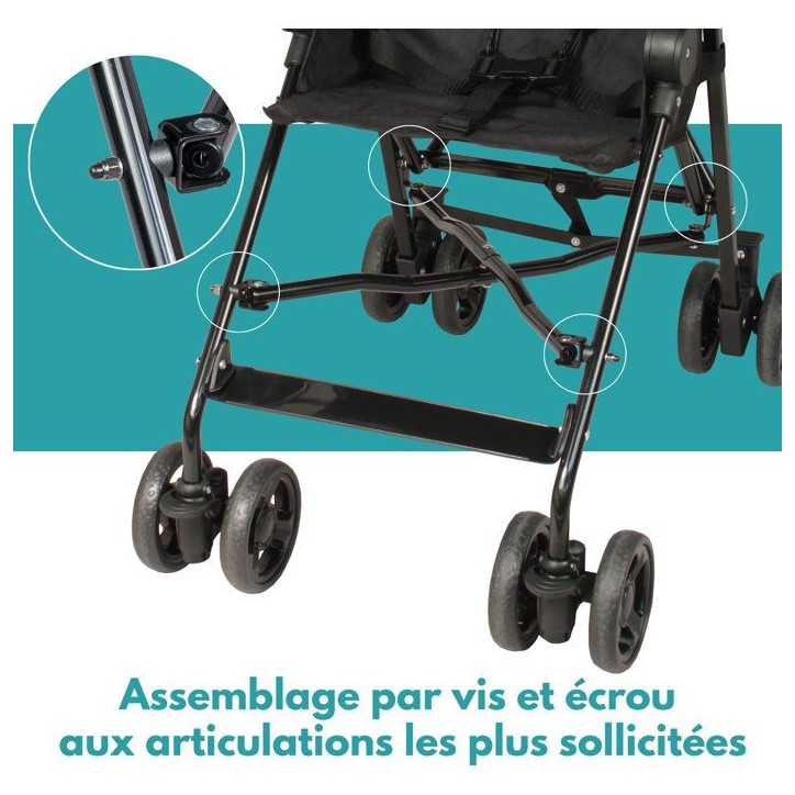Looping Poussette Canne Fixe avec Canopy | Black Chiné Looping Poussette Canne Fixe avec Canopy | Black Chiné