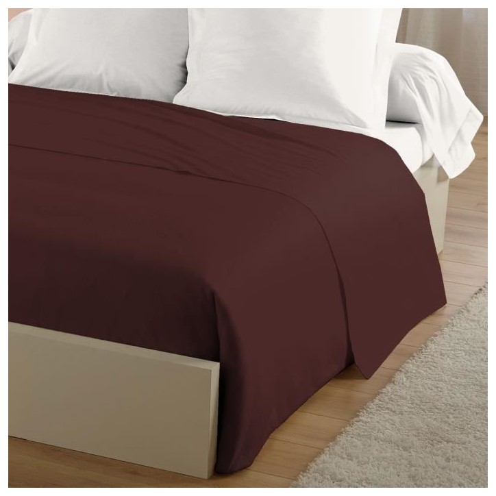 Drap Plat - LOVELY HOME - 100% coton - 180 x 290 cm - Marron