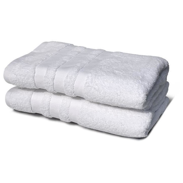 Lot de 2 serviettes - LOVELY HOME - 2 Draps de douche 70 x 140 cm - Blanc Lot de 2 serviettes - LOVELY HOME - 2 Draps de douche 70 x 140 cm - Blanc