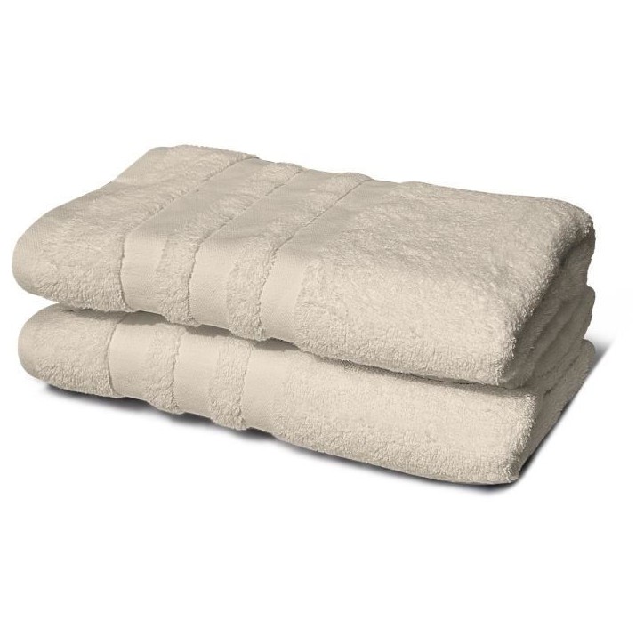 Lot de 2 serviettes - LOVELY HOME - 2 Draps de douche 70 x 140 cm - Beige