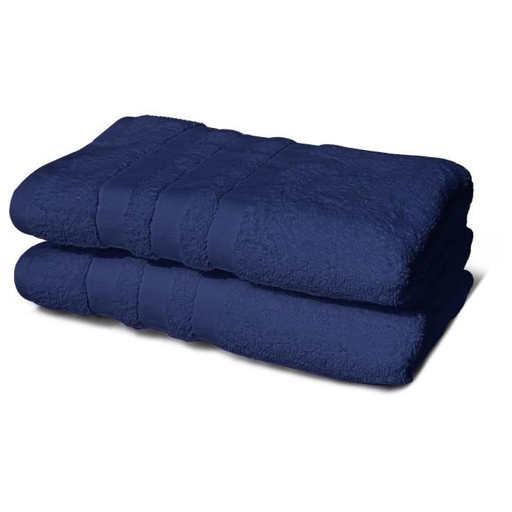Lot de 2 serviettes - LOVELY HOME - 2 Draps de douche 70 x 140 cm - Bleu marine Lot de 2 serviettes - LOVELY HOME - 2 Draps de douche 70 x 140 cm - Bleu marine