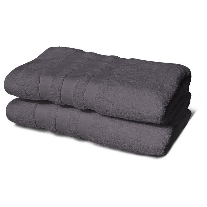 Lot de 2 serviettes - LOVELY HOME - 2 Draps de douche 70 x 140 cm - Gris anthracite Lot de 2 serviettes - LOVELY HOME - 2 Draps de douche 70 x 140 cm - Gris anthracite