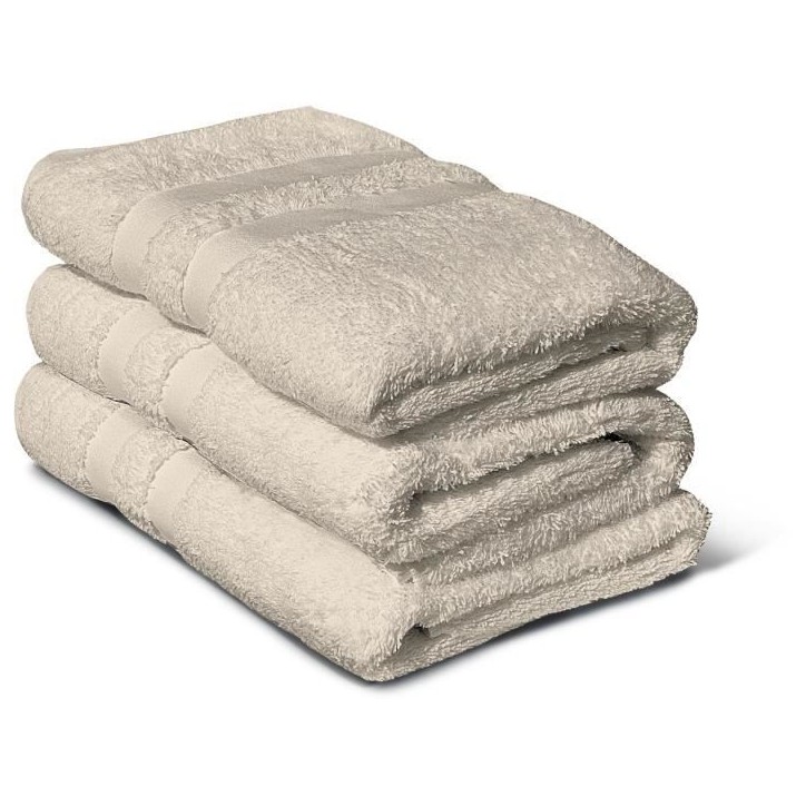 Lot de 3 serviettes - LOVELY HOME - 3 Serviettes 50 x 100 cm - Beige