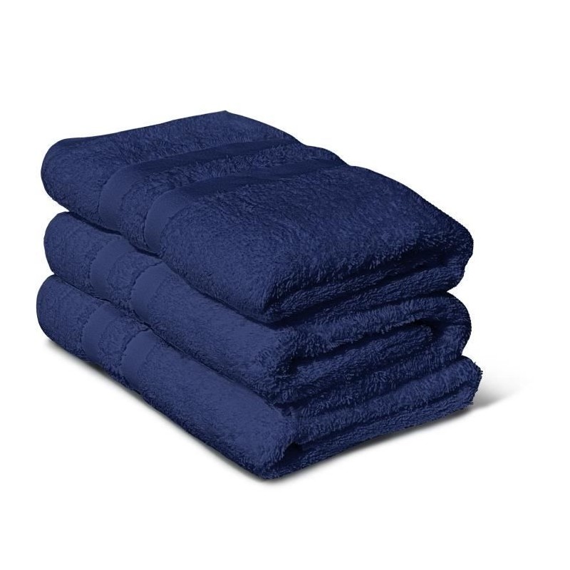 Lot de 3 serviettes - LOVELY HOME - 3 Serviettes 50 x 100 cm - Bleu ma