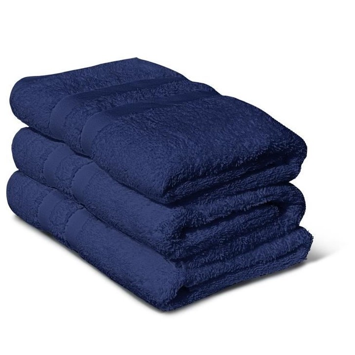 Lot de 3 serviettes - LOVELY HOME - 3 Serviettes 50 x 100 cm - Bleu marine Lot de 3 serviettes - LOVELY HOME - 3 Serviettes 50 x 100 cm - Bleu marine